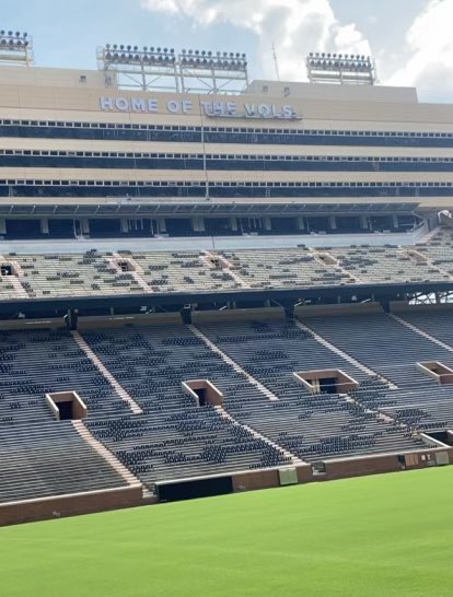 VolScoops's tweet photo. New lettering added in Neyland Stadium 👀🍊

“Home of the Vols” 

What do yall think? ⬇️ https://t.co/aG0T2IN9Zy