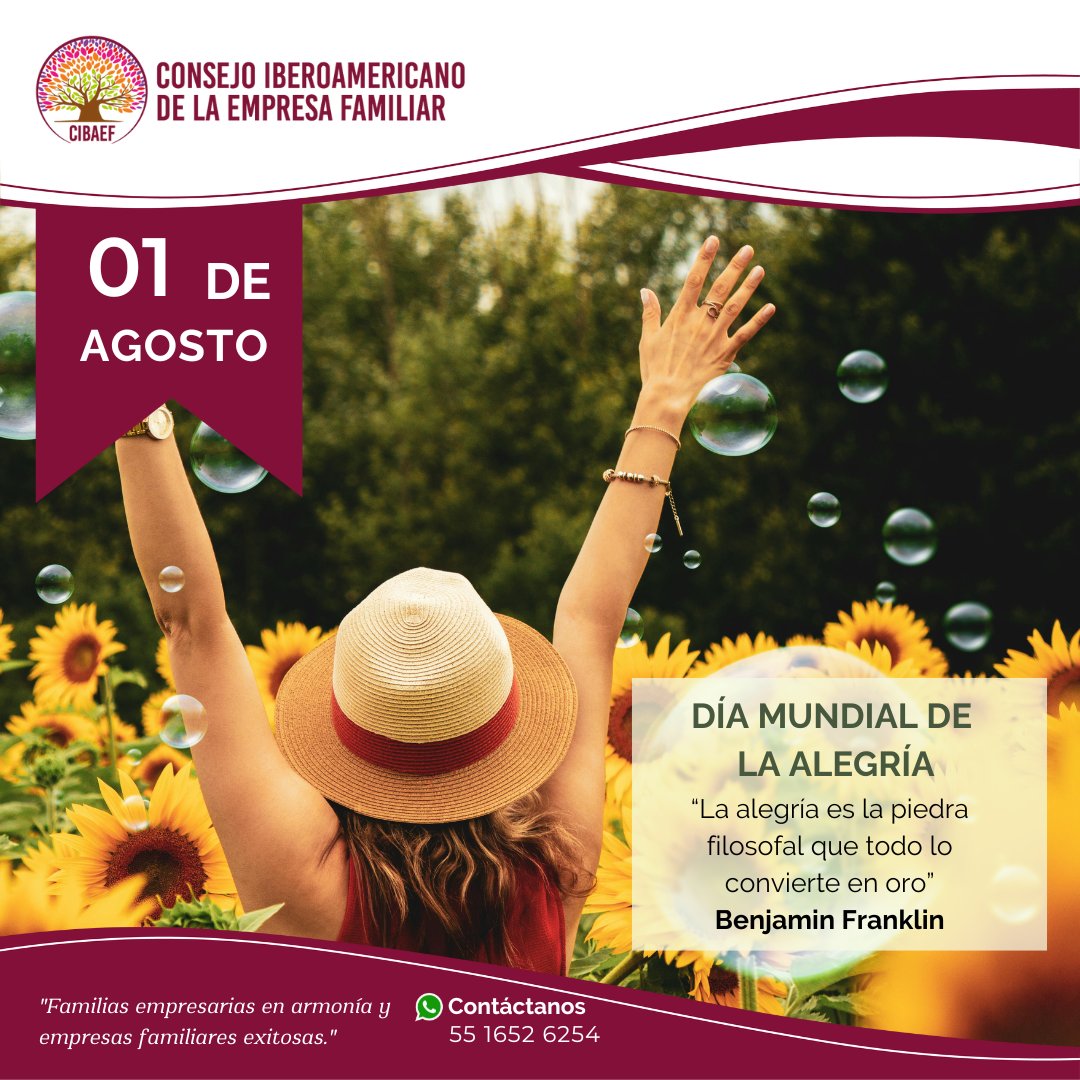ConsejoFamiliar's tweet photo. Día Mundial de la Alegría
#DíaMundialdelaAlegría
#CIBAEF
#ONG #EmpresaFamiliar #FamiliasEmpresarias #EmpresasFamiliares #Consultores #Consultoría
https://t.co/tU20jgS4EZ https://t.co/Xfne2y9VAp