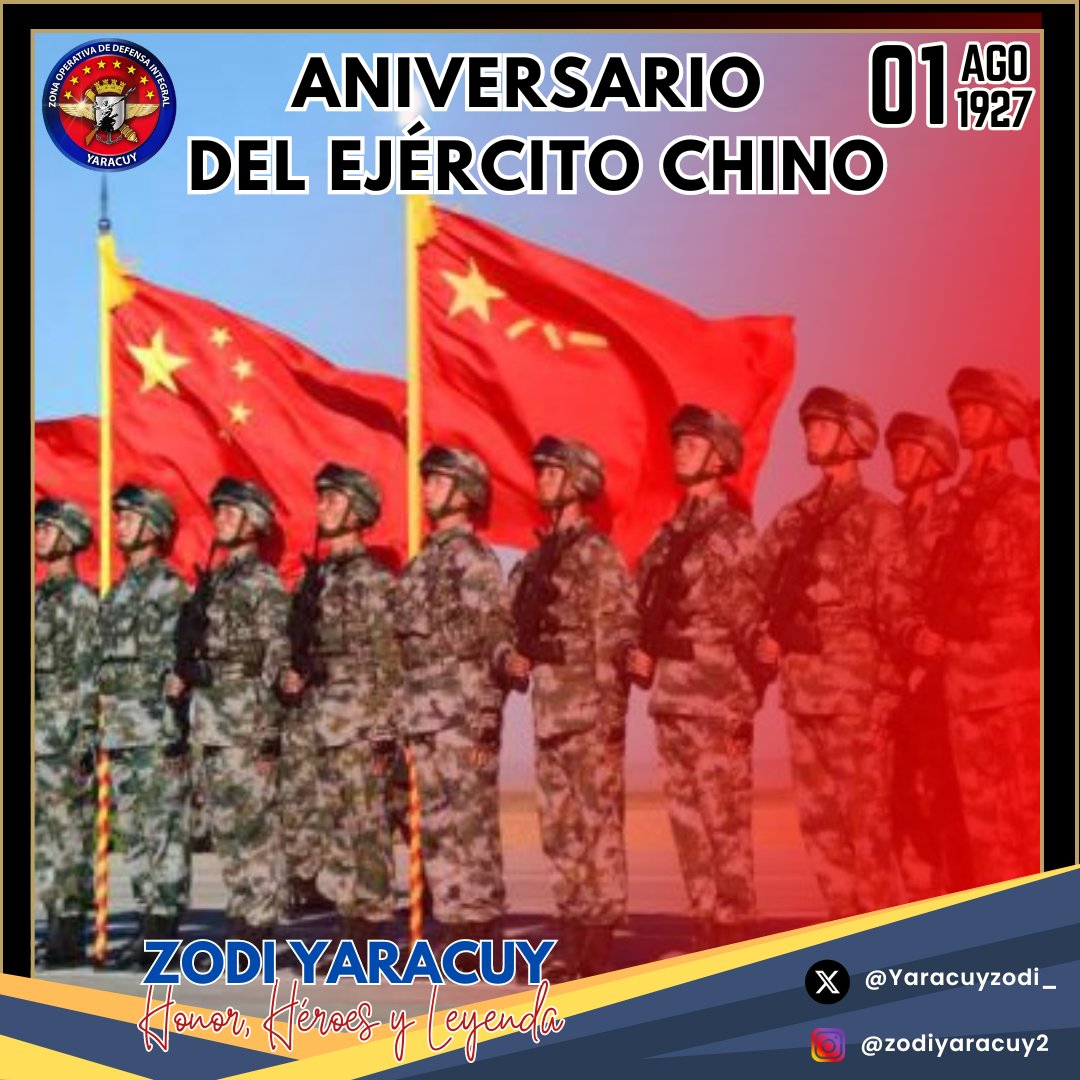 #01Ago || El Ejército de China celebra su aniversario 97, demostrando su dedicación y compromiso con la protección y defensa de su nación. A lo largo de casi un siglo, ha demostrado su valentía y capacidad para enfrentar cualquier desafío que se presente. ¡Feliz aniversario!