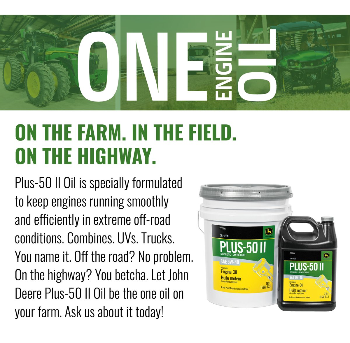 sloanimplement's tweet photo. It's time for the Oil & Filter Sale at Sloan Implement! Stop by or call one of our 26 locations to πΈ save big while supplies last! π¬ https://t.co/1CdZTZ3Vrq
#oilfiltersale #harvest24 #sloans #sloanimplement #harvestprep #johndeere https://t.co/SvynUOj5Yt