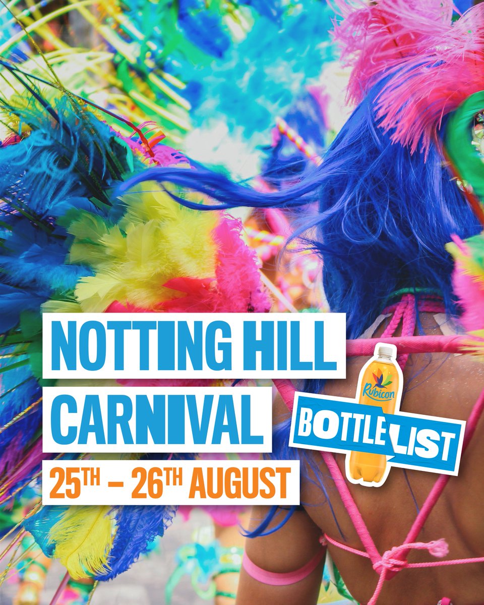 Guess what’s back this weekend? <a href="/NHCarnivalLDN/">Notting Hill Carnival</a>! It’s our top pick this month for discovering pure joy ✨

Enjoy epic food, global beats, and the coolest outfits🪩 all while sipping on a refreshing Rubicon 🥭

#nottinghillcarnival #carnivalvibes #thingstodo