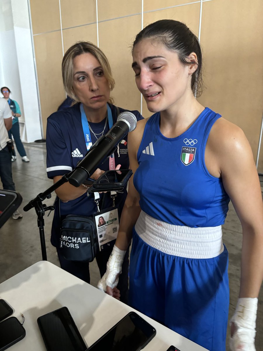 <a href="/libsoftiktok/">Libs of TikTok</a> “I have never been hit so hard in my life. It’s up to the IOC to judge.”

Italy’s Angela Carini after lasting just 46 seconds against Algeria’s intersex athlete Imane Khelif.

Biological firestorm at Paris Olympics.