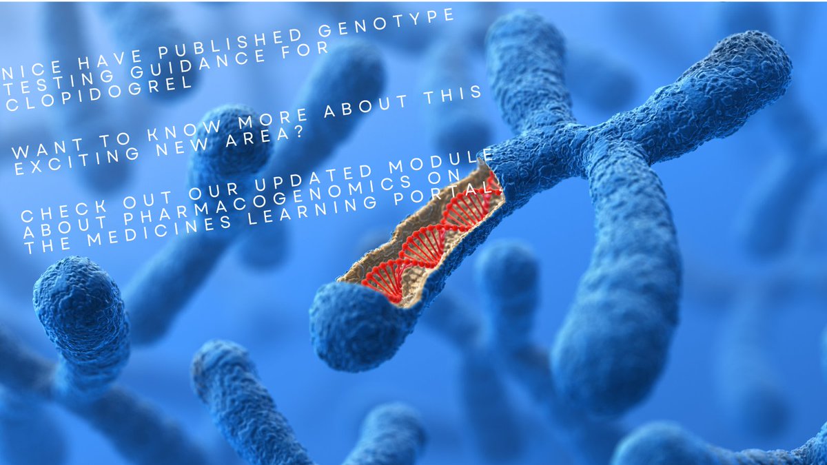 Did you know that NICE have published guidance on genotype testing for clopidogrel? If you need a quick update on pharmacogenomics check out: medicineslearningportal.org/p/pharmacogeno…