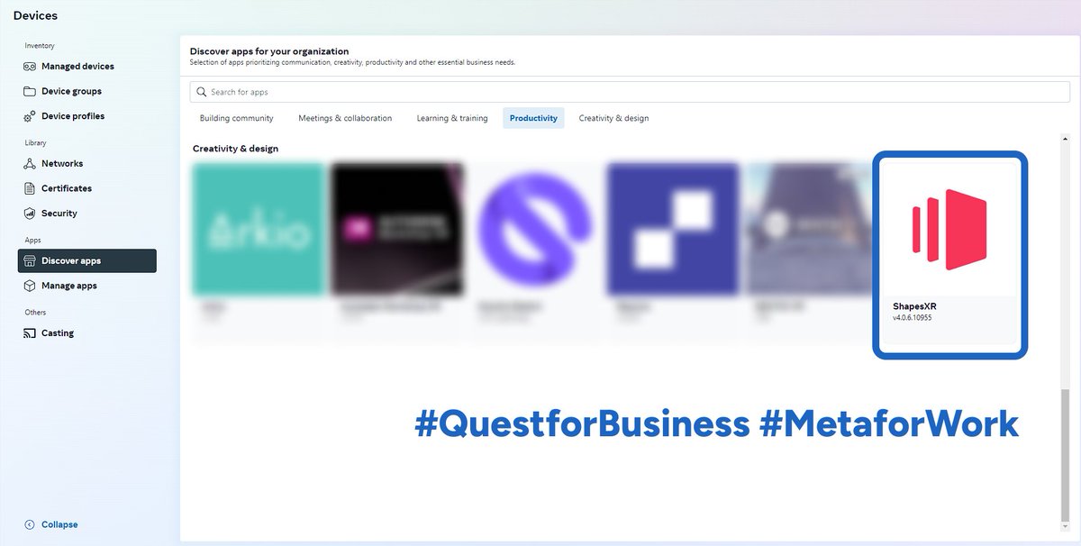 ingashapes's tweet image. To all #MetaforWork users, who are enrolled with #QuestforBusiness – you can now install @ShapesXR  across your organization managed devices via an admin dashboard. We&apos;re excited to be among a few stellar apps under Productivity and Creativity &amp;amp; Design.

At @ShapesXR we feel…
