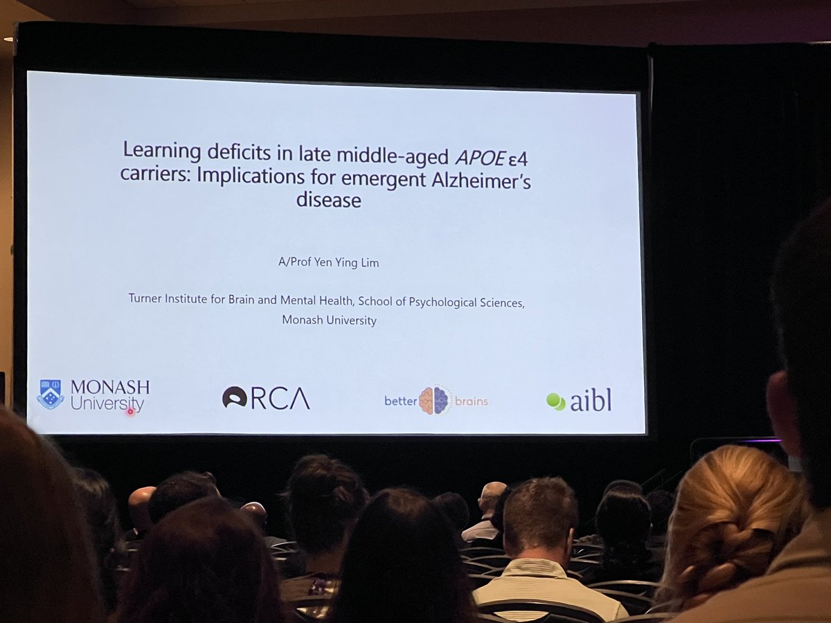 Isabelle Burke (@_isabelleburke) on Twitter photo Listening to <a href="/yenyinglim/">Dr Yen Ying Lim</a> on the final day of #AAIC2024 interesting to learn about the influence of amyloid and APOEe4 carrier status on cognition Listening to <a href="/yenyinglim/">Dr Yen Ying Lim</a> on the final day of #AAIC2024 interesting to learn about the influence of amyloid and APOEe4 carrier status on cognition
