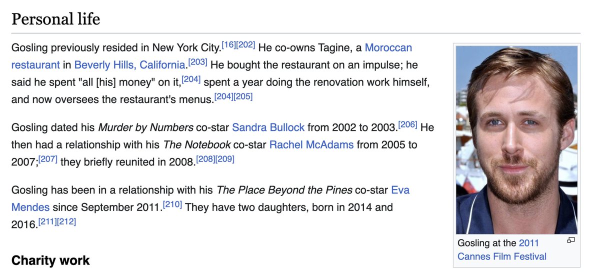 Ryan Gosling has only dated co-stars (3) ?!