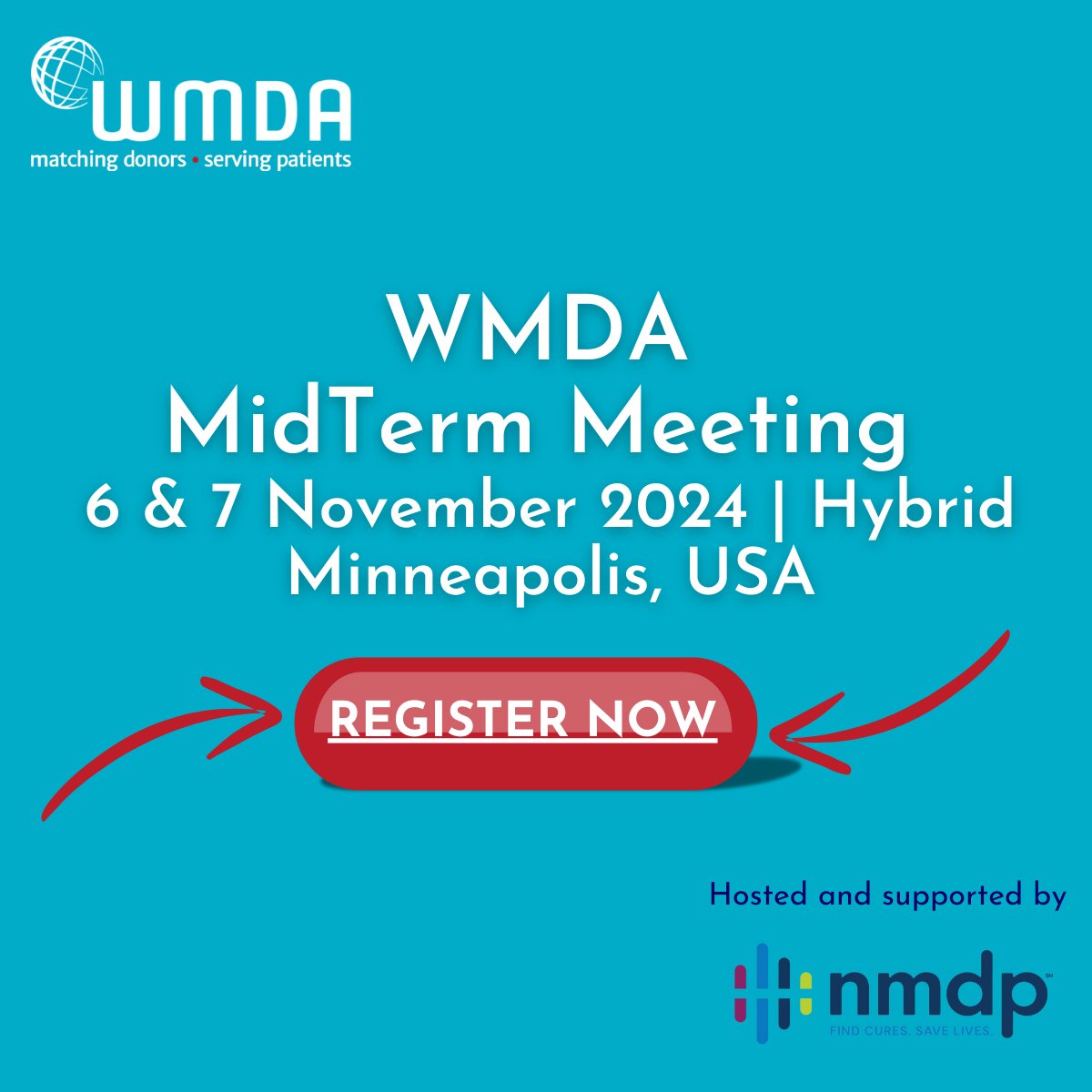 🚨 Register Now for the WMDA MidTerm Meeting!
bit.ly/3LL8GaZ
Join us on November 6 &amp; 7. This meeting takes place just before The ONE Forum® by NMDP℠ begins.
It's a fully hybrid event, so you can join us in Minneapolis or from anywhere in the world.
#celltherapy #cgt