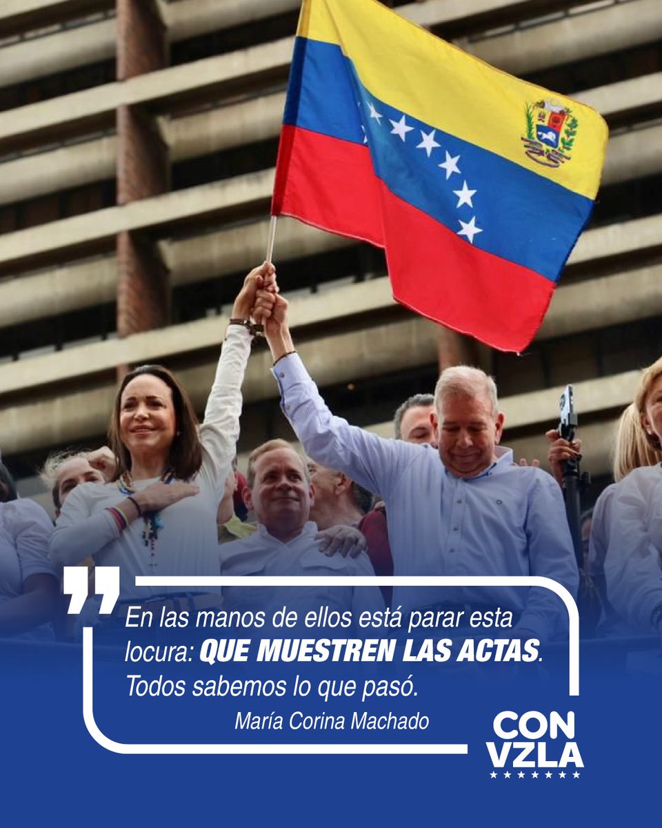 ¡Tenemos las actas y sabemos que GANAMOS!

De forma pacífica y con firmeza los venezolanos vamos a cobrar el triunfo de Edmundo González Urrutia el pasado domingo 28J

#EdmundoPresidente
