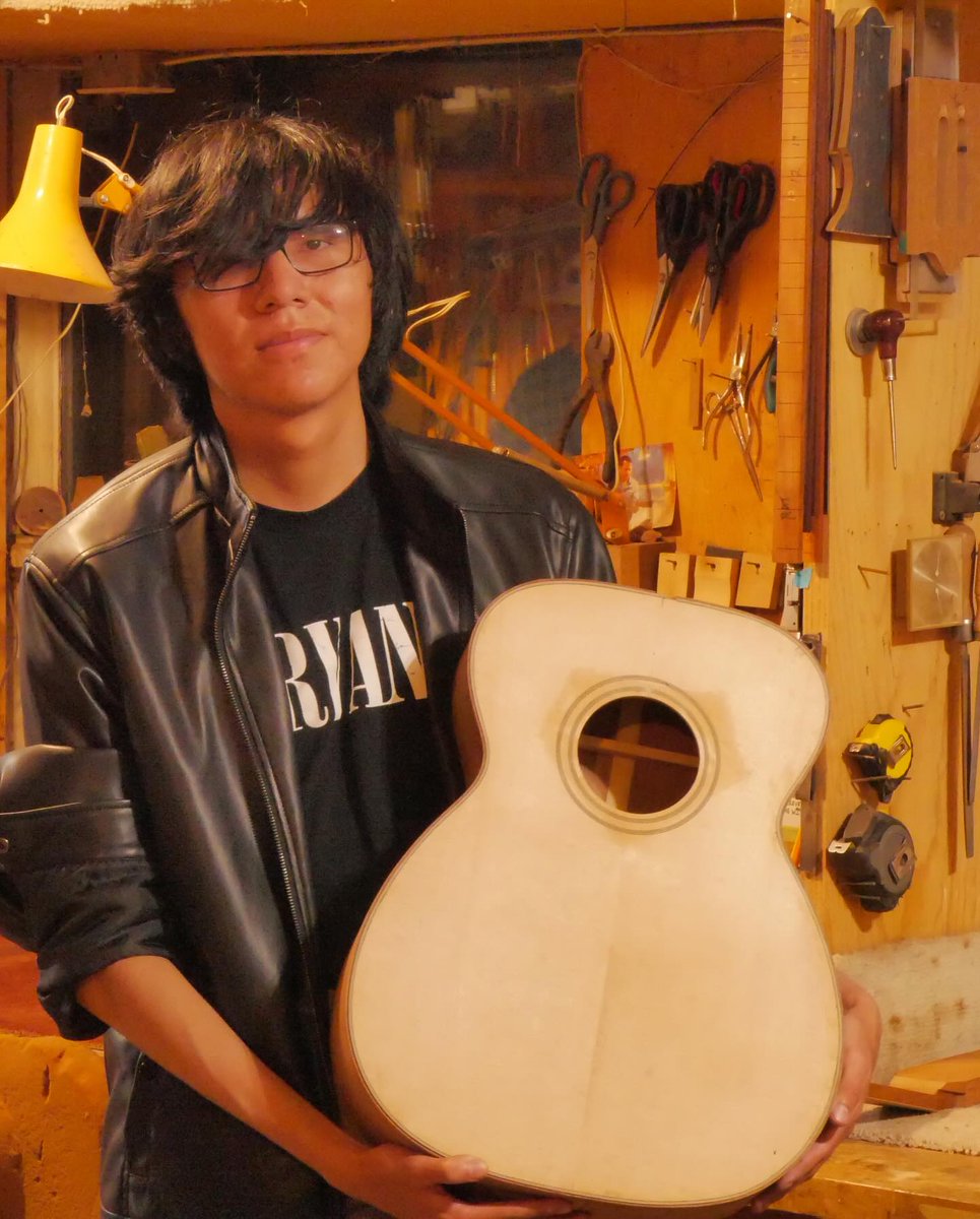 One of the many awesome things about Keyser is that he’s fluent in his  #Ojibway #language along with his parents. How cool is that? We’re proud of Keyser and happy he’s participating in Sergei de Jonge’s #Guitar-Making #Residency.
