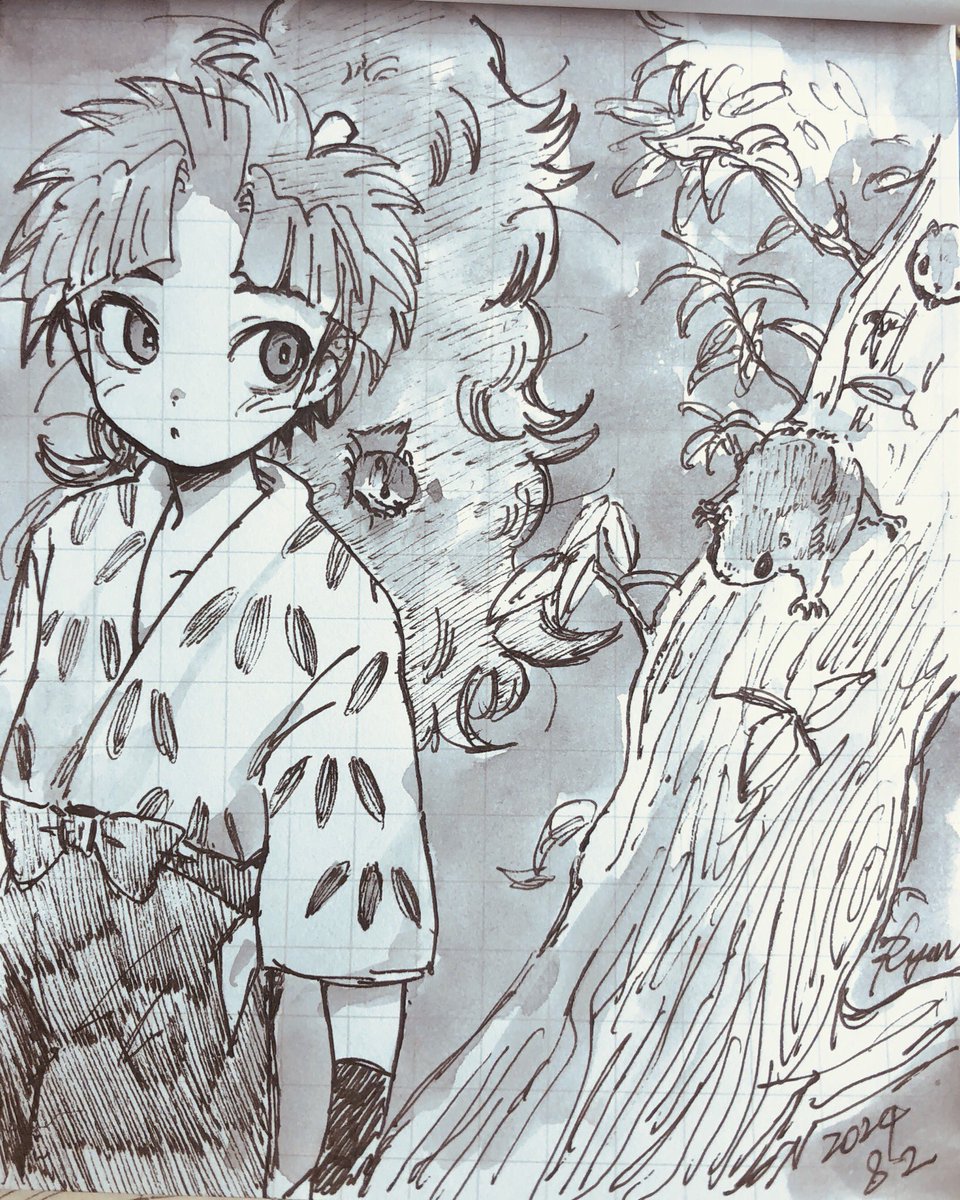 #八左ヱ門月間 
ニホンモモンガと竹谷 