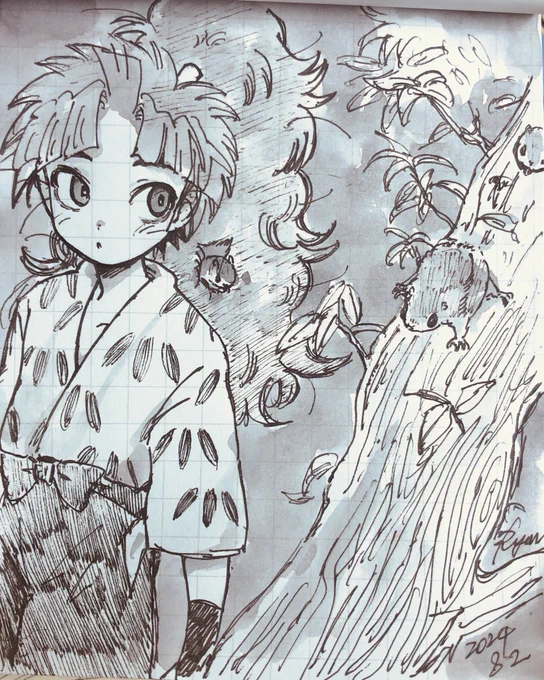 #八左ヱ門月間 
ニホンモモンガと竹谷 