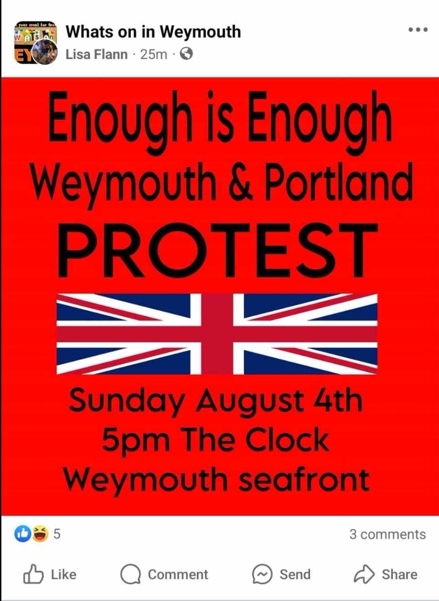 I_amMukhtar's tweet photo. The far-right are planning to riot in Weymouth and Portland on Sunday. https://t.co/BmAOFDTZZx