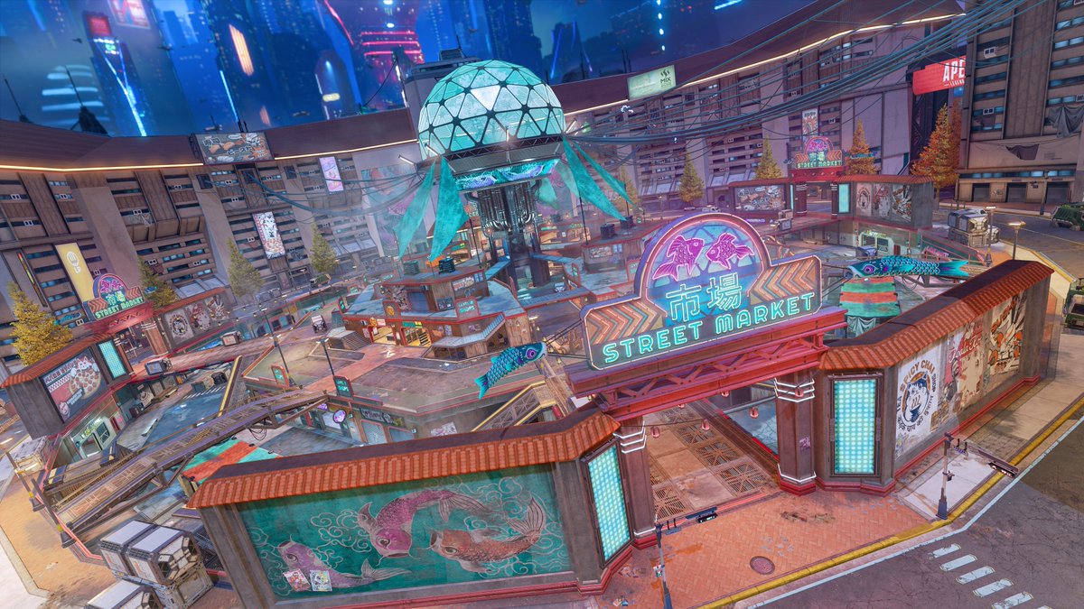 GTAlphaintel's tweet photo. New BR Map E-District:

Night time "cyberpunk playground", with lots of verticality.

POIs include Street Market, Neon Square, Stadium, and The Lotus. https://t.co/864ssRU5eA