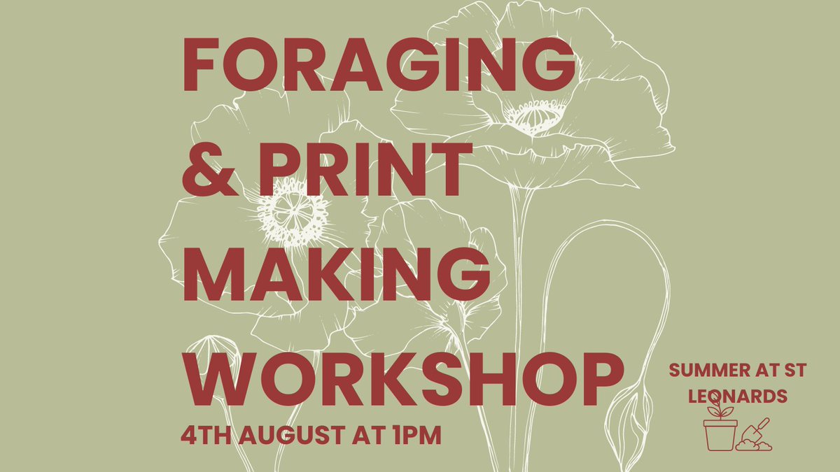 Join us this Sunday at 1pm in St Leonards Priory for a foraging and print making workshop. Learn about the nature we are surrounded by and how we can use it in a creative way!
