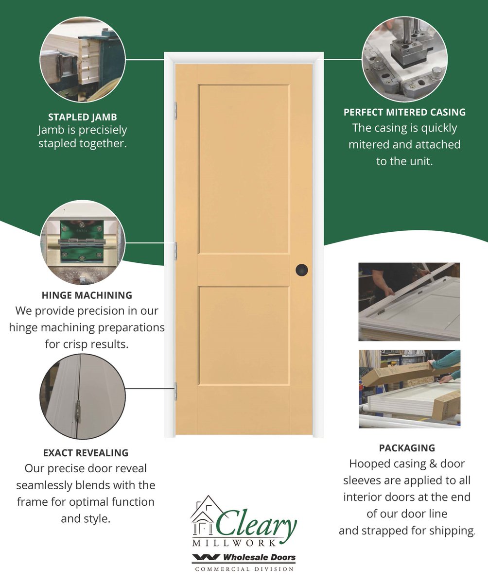 State-of-the-art prehanging capabilities, large inventory, quick lead times and exceptional service along with these fine details is what separates Cleary / Wholesale Doors apart from the competition.