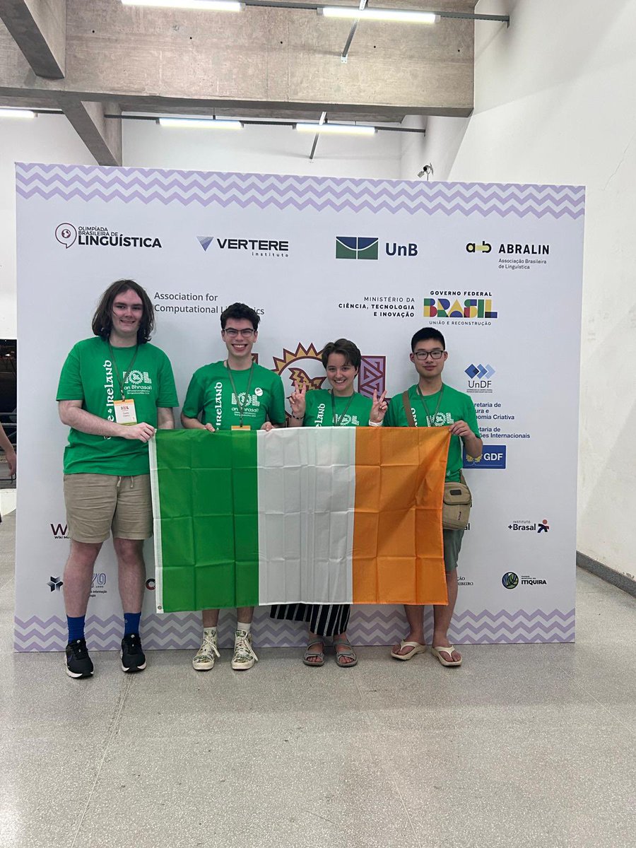Well done to Paddy, Dáithí, Eliška and Patrick representing Ireland in Brazil this past week. The team did us all proud and Paddy Clancy won his second honourable mention <a href="/IOLing_official/">International Linguistics Olympiad</a> <a href="/AdaptCentre/">The ADAPT Centre</a> Well done to all!