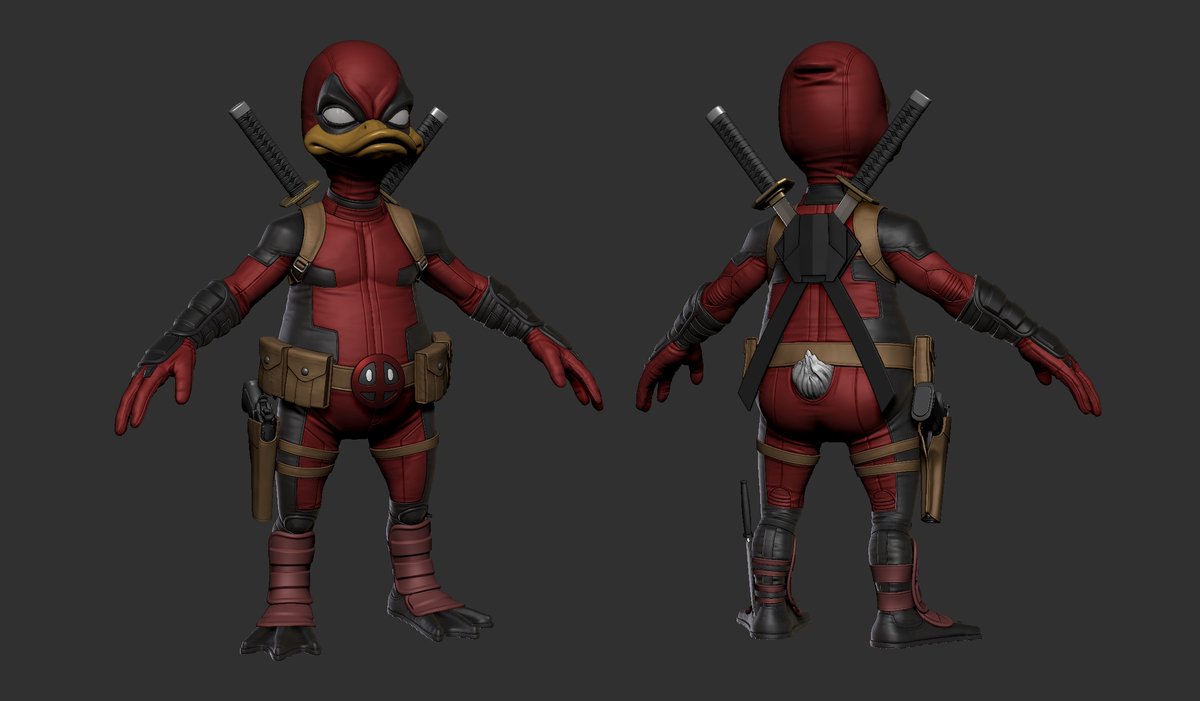 RitikKu40346361's tweet photo. WIP...Deadpool the Duck!
#deadpool #deadpooltheduck #digitalart #zbrushsculpt #characterdesign #duckpool https://t.co/6VPQsLLhvb