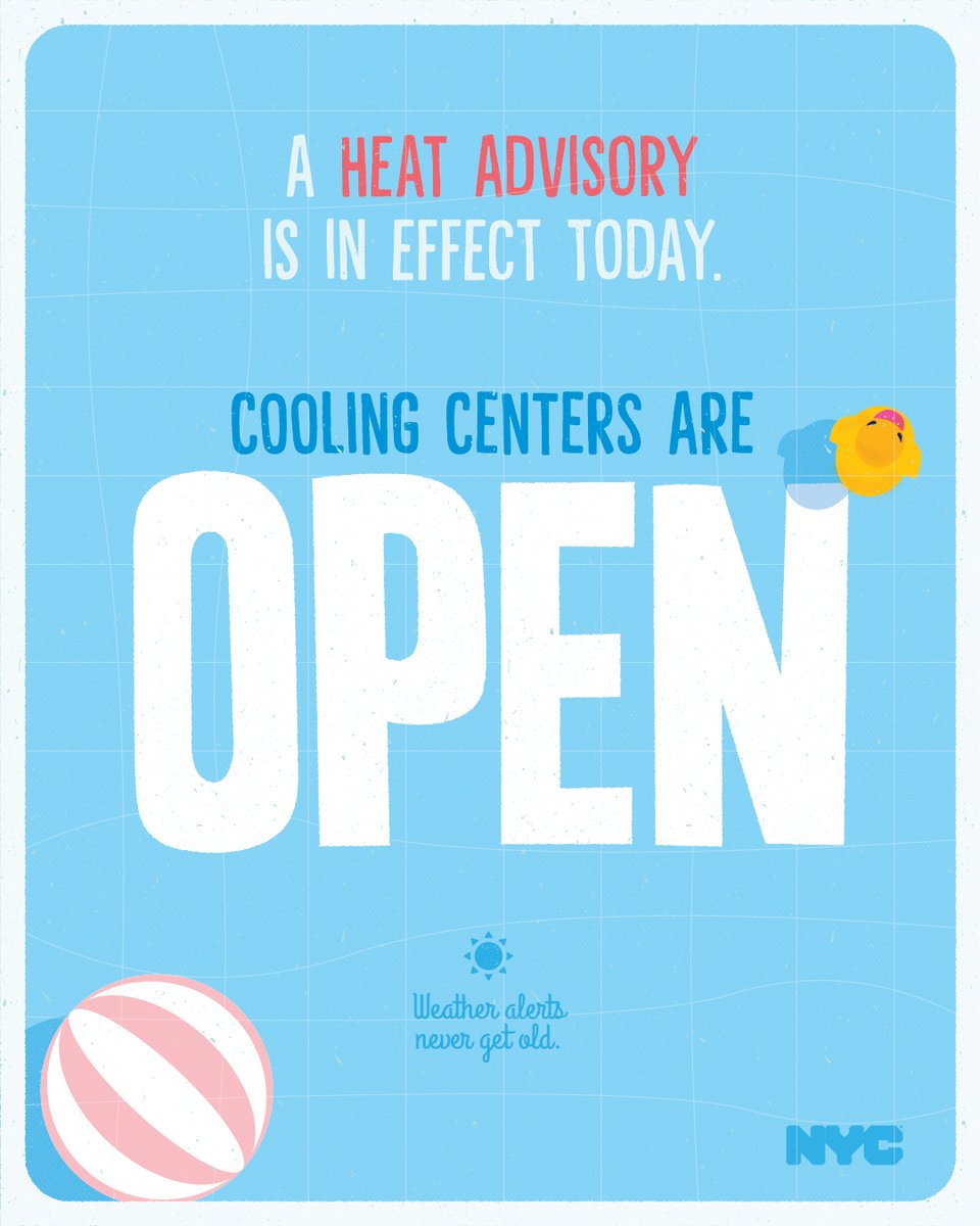 📢 Attention, New Yorkers:

If you need a break from the heat today, you can visit a cooling center.

From libraries to museums, find a location near you: finder.nyc.gov/coolingcenters/