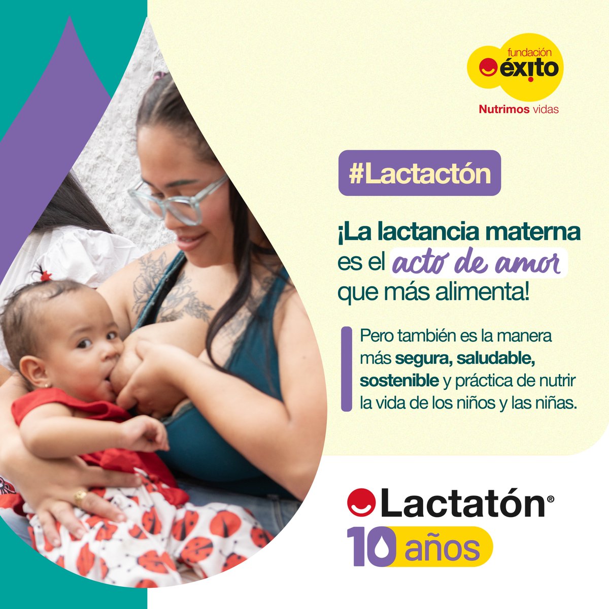 Fundacion_Exito's tweet photo. La leche materna es un recurso natural y renovable, ambientalmente importante y ecológicamente viable. No desperdicia recursos naturales ni crea contaminación. No requiere envases, transporte ni preparación. #Lactatón #ElPoderdelaNutrición https://t.co/z8Y4Nnce8j