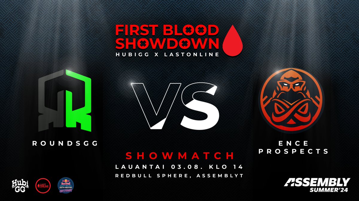 First Blood Showdown🩸HubiGG x <a href="/LastOnlineFI/">LastOnline</a> 

Tulkaa paikalle seuraamaan huikeaa ottelua ja meidän selostajia livenä!⚡️

Assembly Summer 2024, Red Bull Gaming Sphere🔥
Lauantai 03.08. klo 14🕒

RoundsGG🆚Ence Prospects

#lastonline #hubigg #esportsfi