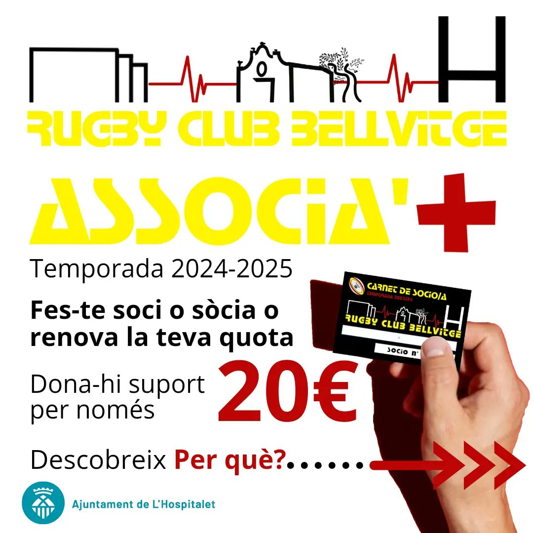 RugbyBellvitge's tweet photo. 💛❤️🖤➕ Associa't a @rcbellvitge i donaràs suport a projectes que porten el #rugbi a les escoles de #Bellvitge #gornal de #LHospitalet .
▶️ Per què ❓ Desplega el post per descobrir-ho ✨#rugbybellvitge en xifres 
https://t.co/tmHfPvqtFv https://t.co/bFMlQ0jQB8