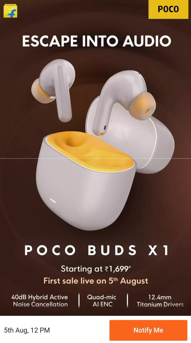 tsaikumar1989's tweet photo. #POCOBudsX1 launched today in India
12.4mm Titanium Drivers
40dB Hybrid ANC
Quad-mic AI ENC
five EQ sound profiles
60ms low latency gaming
IP54
BT 5.3
Price: Rs. 1699*
Sale on 5th August on #Flipkart
@Himanshu_POCO
#POCOM6Plus5G
#EscapeIntoAudio #POCOIndia #POCO #MadeOfMad https://t.co/7uo1uatiy5