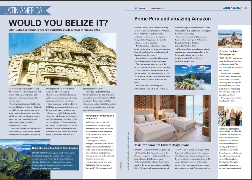 Latin Routes (@latinroutes) on Twitter photo We're grateful to <a href="/TravelBulletin/">Travel Bulletin</a> for mentioning us in their July issue! Explore #Belize's unique attractions with our 14-day Highlights, or take an 18-day tour through Mexico, #Guatemala, and Belize, which includes ancient archaeological sites, calm lakes, and lively culture. We're grateful to <a href="/TravelBulletin/">Travel Bulletin</a> for mentioning us in their July issue! Explore #Belize's unique attractions with our 14-day Highlights, or take an 18-day tour through Mexico, #Guatemala, and Belize, which includes ancient archaeological sites, calm lakes, and lively culture.