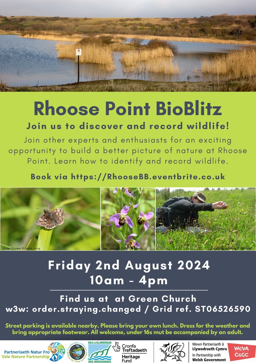 Join <a href="/Vale_LNP/">Vale Nature Partnership</a>, <a href="/Thawproject/">Restore the Thaw Landscape</a> and <a href="/SEWBReC/">SEWBReC</a> tomorrow for a fun day of recording flora and fauna at Rhoose Point! #ValeNature #NaturBro

All welcome! Croeso pawb!

For more info and to register: eventbrite.co.uk/e/rhoose-point…