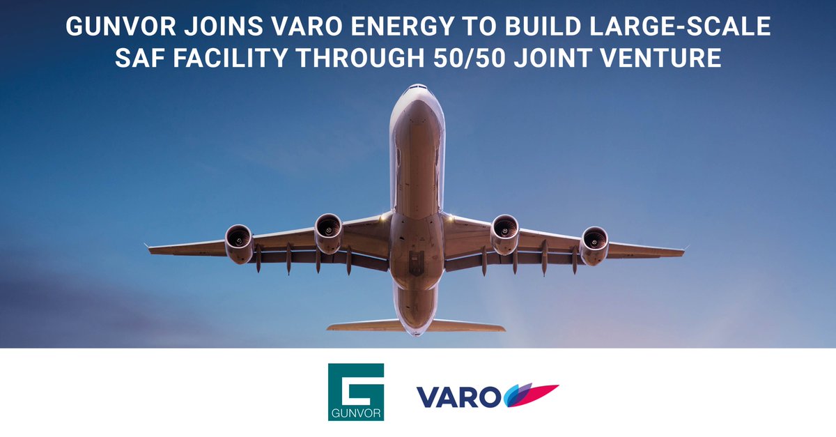 SAF // Gunvor CEO Torbjörn Törnqvist: “Large scale production and adoption of #SAF are critical to meeting the airline industry’s goal of achieving net-#zeroemissions by 2050. We look forward to working with VARO to develop SAF production at our site in Rotterdam, which is a