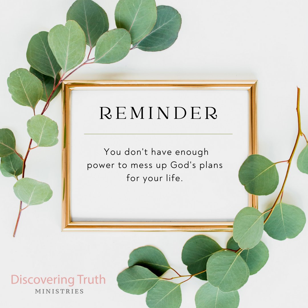 JamieAdeleWood's tweet photo. "So he will do to me whatever he has planned.  He controls my destiny."  Job 23:14

Today, take comfort in knowing that you won't ever mess up so badly that God cannot use you for great things.

#JamieAdeleWood  #DiscoveringTruthMinistries  #GodIsInControl  #GodsPlans  #Destiny https://t.co/7qpe0F9tKw