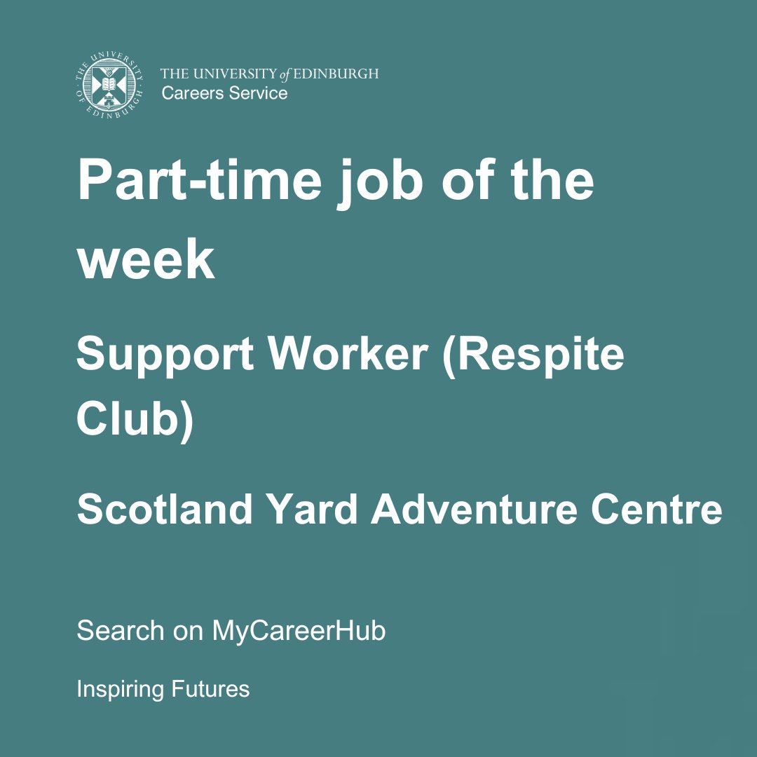 uofedcareers's tweet image. #PartTimeJoboftheWeek @theyardscotland is seeking a support worker to help deliver youth clubs on Friday or Saturday afternoons. If you get a buzz helping young people have fun and make friends, consider applying today! Find out more on MyCareerHub: edin.ac/4bZqZ6O