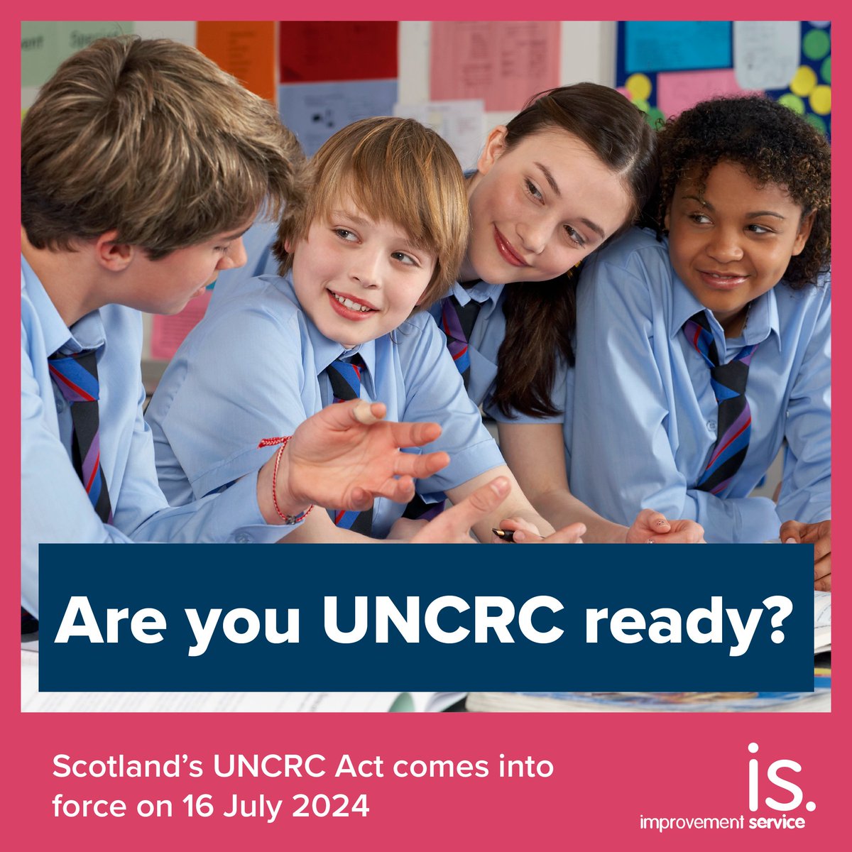 The #UNCRCScotland Bill has now come into force and local authorities and public bodies all need to be #UNCRCReady 

If you need guidance and support, the Improvement Service has a range of resources which can help: improvementservice.org.uk/products-and-s…