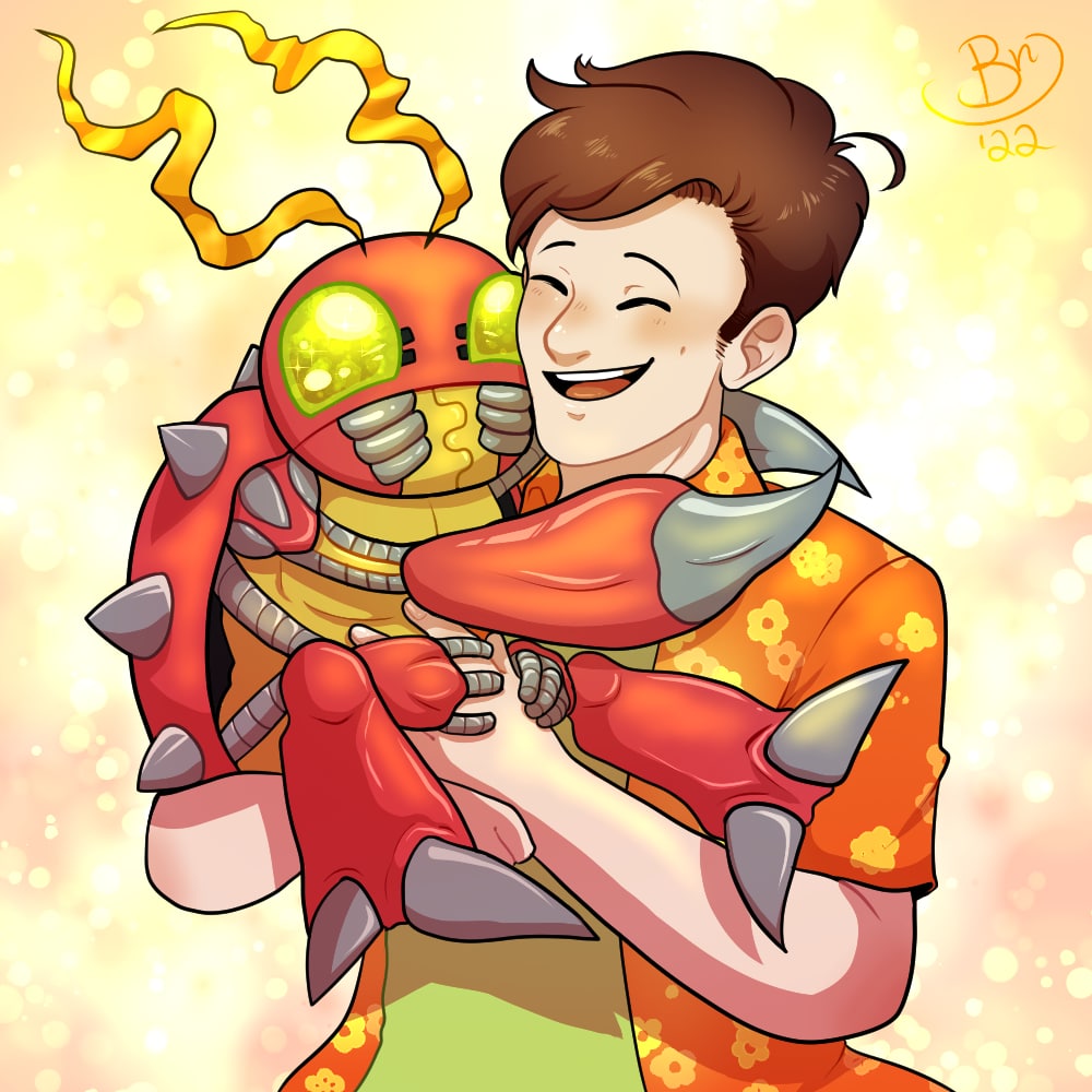 It's apparently 08/01, Digimon day!

Growing up, I would watch it right after school every weekday.  So of course it was a big part of my childhood!

Here is some digimon related pics of me and Thomas with our digimon done by the talented <a href="/Themoonandbri/">🌛 Bri 🌛 (Briandthemoon)</a> 

#digimon0801