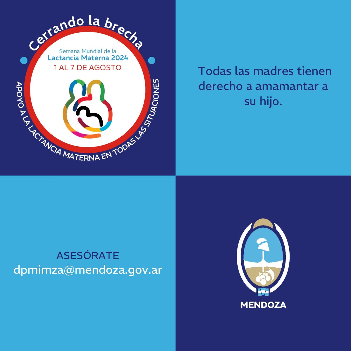 MinSaludMza's tweet image. 🤱🏻 Salud realizará actividades en toda la provincia por la Semana de la Lactancia Materna

Del 1 al 7 de agosto se celebra la Semana Mundial de la Lactancia Materna. Este año, Mendoza adhiere al lema "Cerrando la brecha: apoyo a la lactancia materna en todas las situaciones". Es