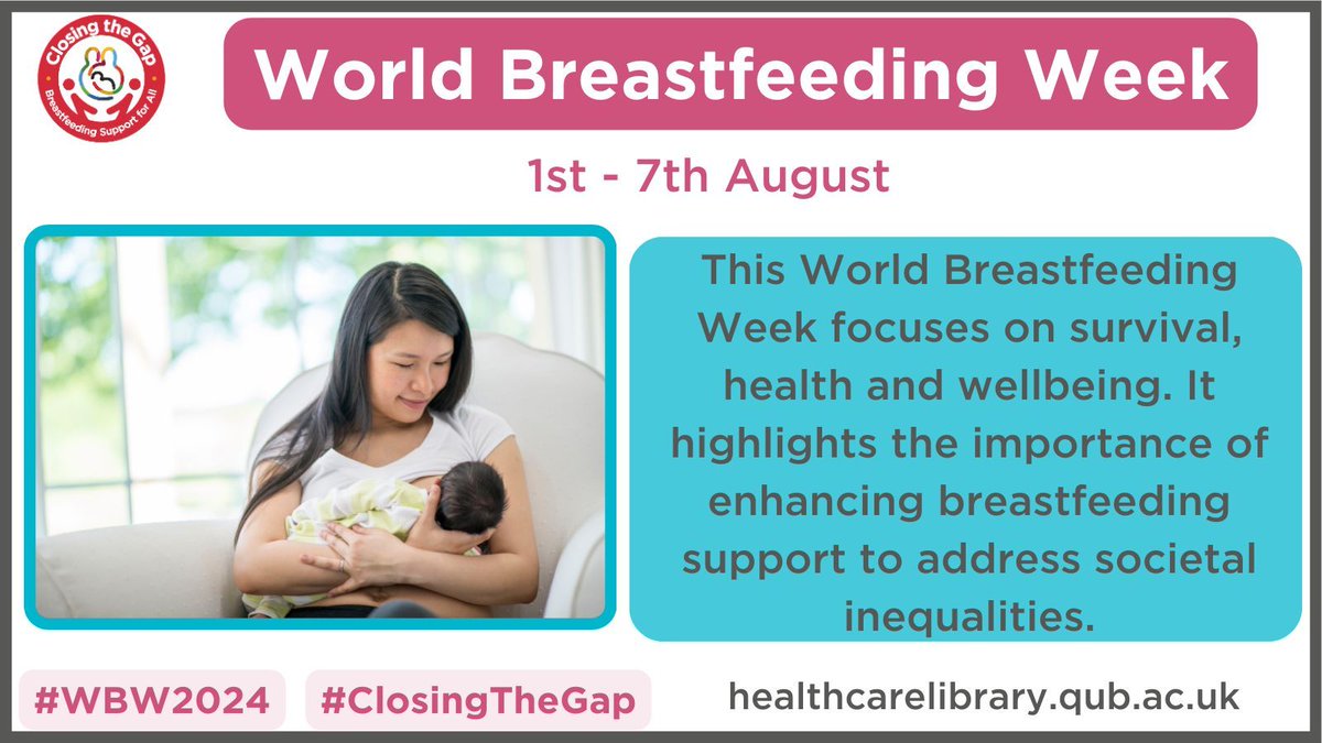 healthcarelib's tweet photo. The theme for this year's #worldbreastfeedingweek2024 is Closing The Gap. It aims to ensure everyone has access to breastfeeding support and opportunities. 

#HealthcareLibrary

@NHSCTrust @BelfastTrust @setrust @SouthernHSCT @WesternHSCTrust
@HSC_NI @nias999 https://t.co/OcJ6VHDp7s