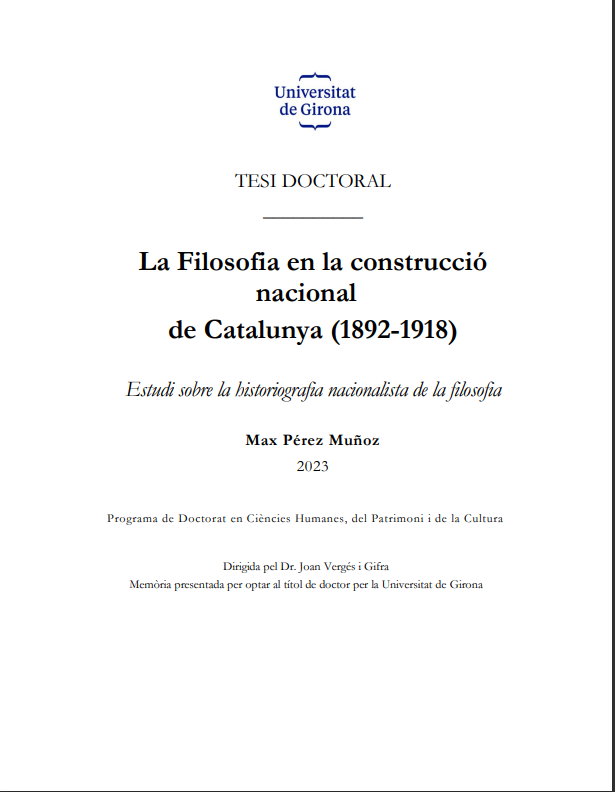 max_tassi's tweet image. Acaben de publicar online a TDX la meva Tesi Doctoral, defensada el febrer passat: *La Filosofia en la construcció nacional de Catalunya (1892-1918). Estudi sobre la historiografia nacionalista de la filosofia*. Aquí la teniu! 👇 hdl.handle.net/10803/691971
@UdGFerraterM
@UdGLletres