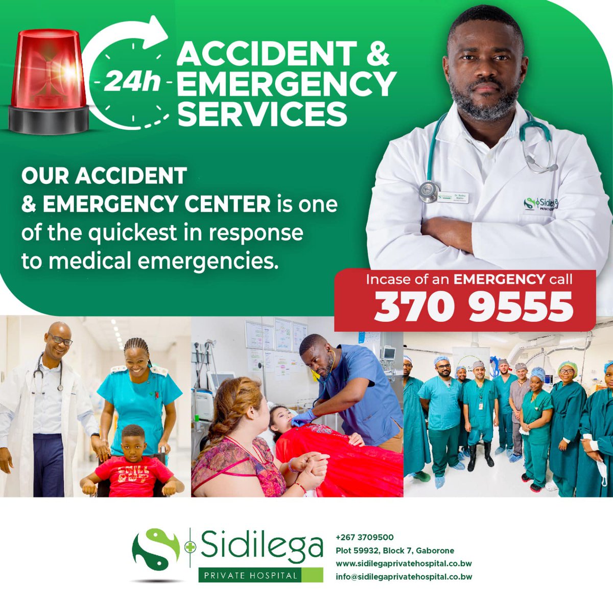 In the event of an emergency, our Accident &amp; Emergency center is open 24hrs with a dedicated and compassionate team ready to assist.

#sidilegacares
#sidilegalerona
#Sidilega
#KeepSafeAvoidER