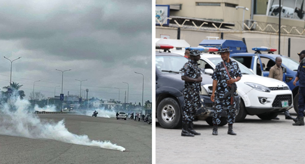 TheNationNews's tweet photo. BREAKING: Police teargas protesters at Lekki toll-gate https://t.co/Zh4SdWCw31 https://t.co/yOM6YVyvDo
