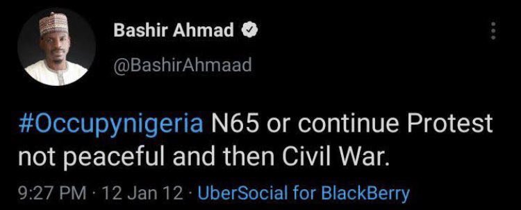 <a href="/BashirAhmaad/">Bashir Ahmad, OON</a> You called for Civil War. 
Remember?