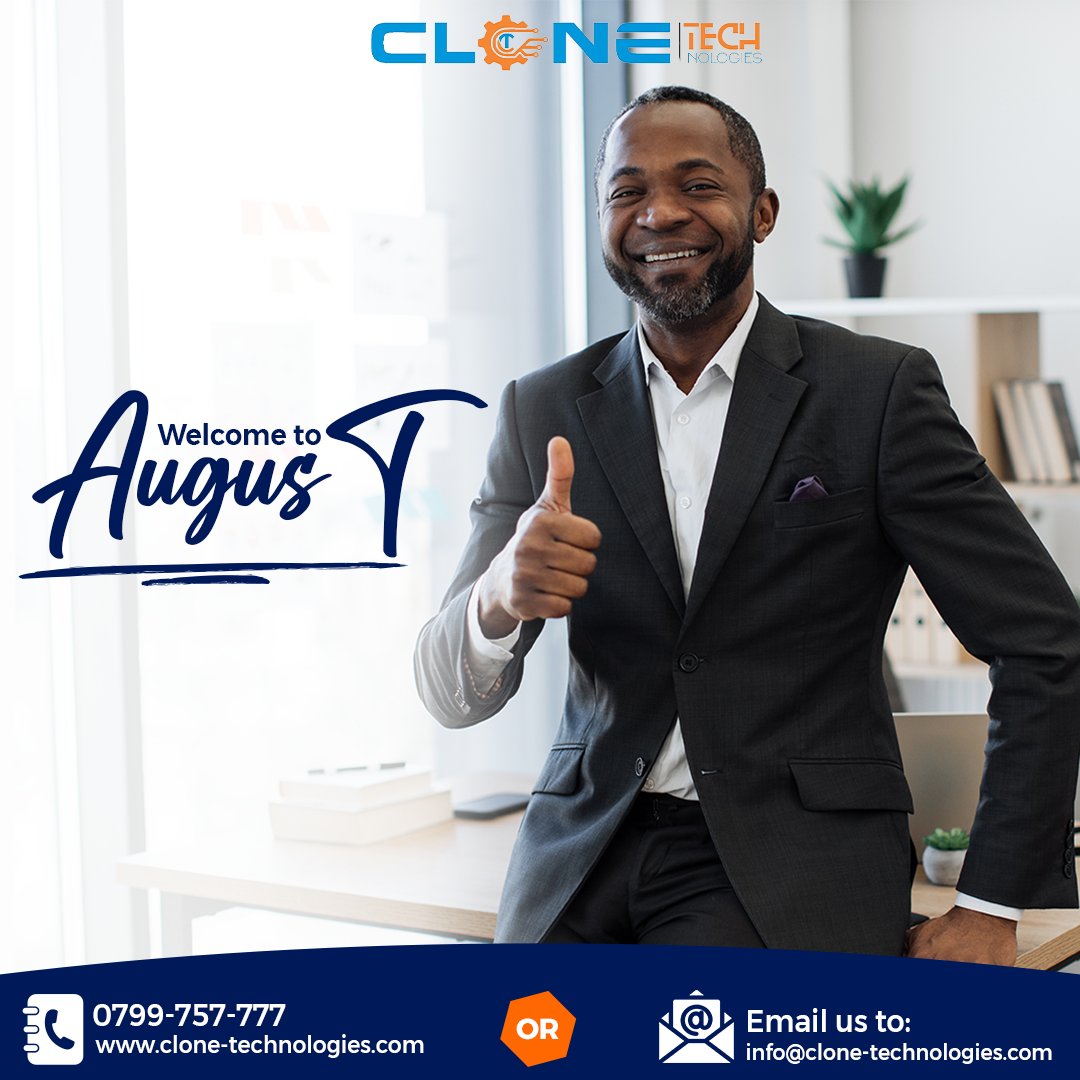 Clonetechltd's tweet photo. 🎉 Welcome to August! 🎉

As we step into this new month, let's gear up for growth and innovation with Clone Tech's expert solutions. Whether it's custom software development, inventory management, cyber security networks or cloud services, we're here to elevate your business to https://t.co/Np43P3lY3n