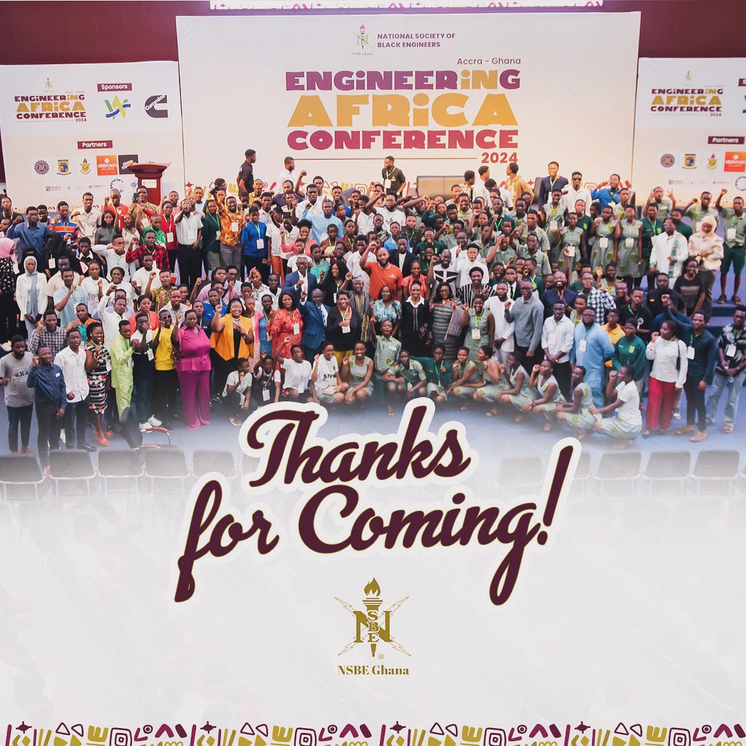 On Saturday, We made history together! 🇬🇭 

 The Engineering in Africa Conference 2024 was an explosion of brilliance, innovation, and inspiration.

-To our brilliant speakers and panelists, your insights were game-changers.

#EngineeringInAfrica #NSBEAfrica #STEM #NSBE #ThankYou