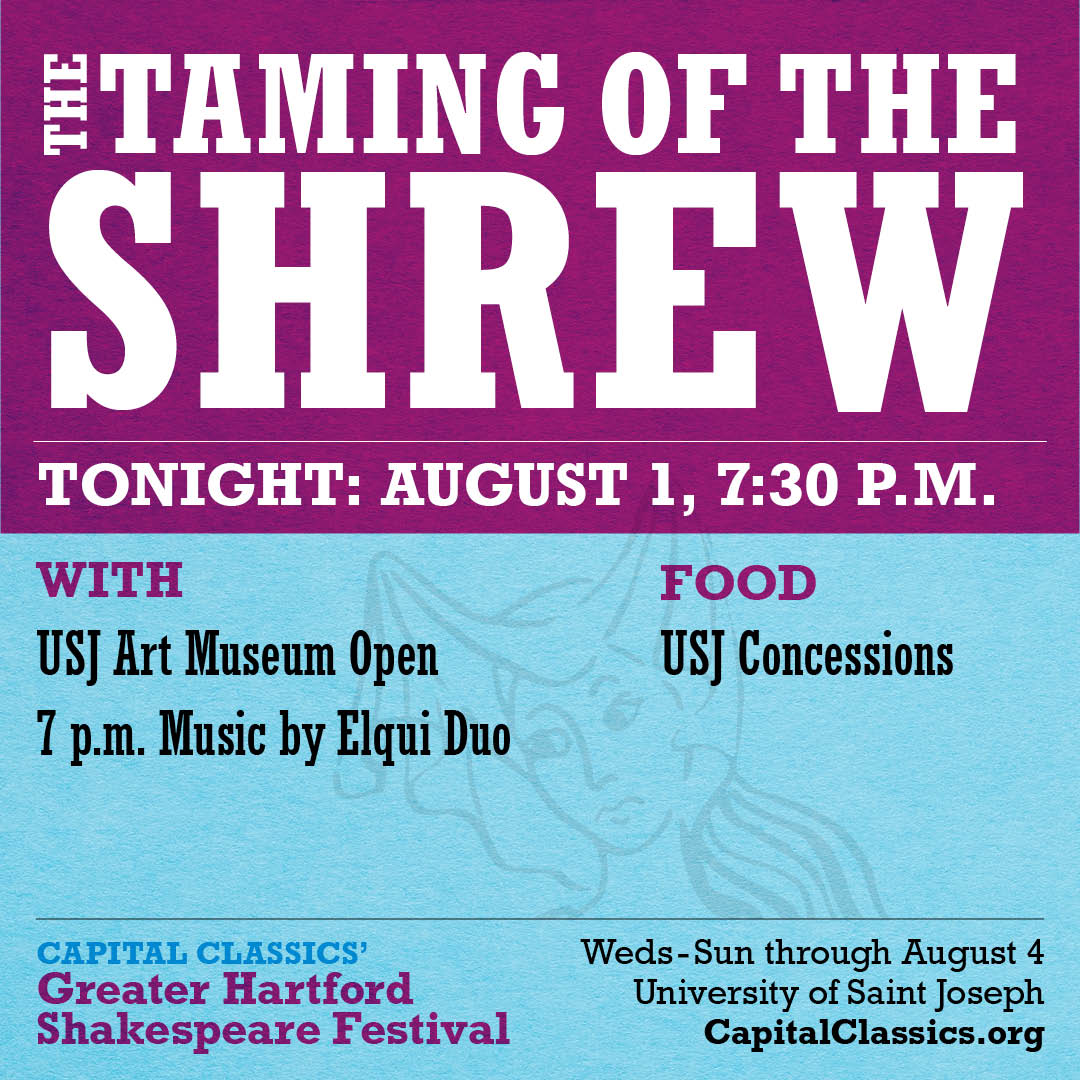 What's on deck for the Greater Hartford Shakespeare Festival tonight? Find out which play is showing, additional entertainment, food vendors, times, etc. in the graphic! Tickets at the door (subject to availability) or by clicking CapitalClassics.org. See you soon!