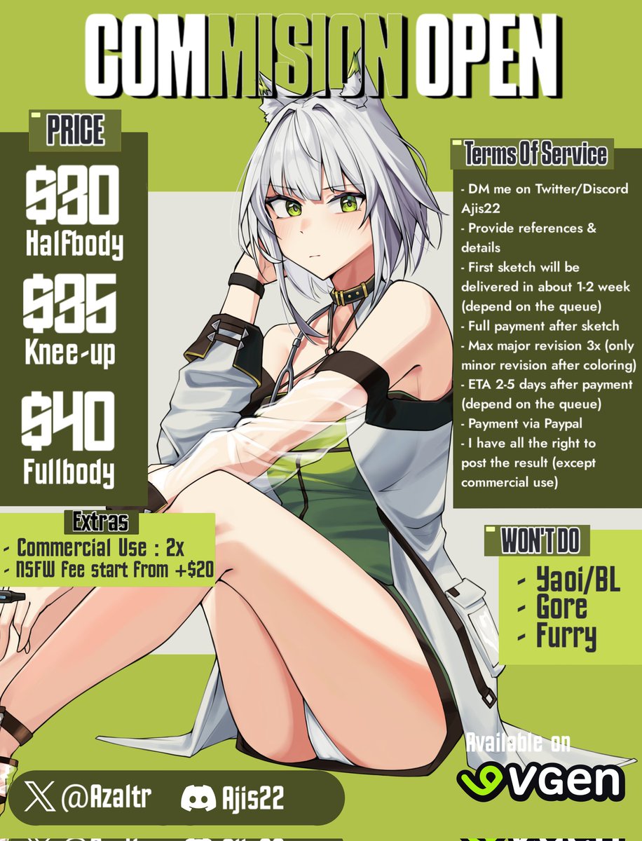 RTs are very appreciated ✨

Commission Open Again!! 
Only 3 Slots available for now, Feel free to DM me or Discord ajis22 if you're interested !! 

#commissionsopen #commission #commissionart #CommissionSheet #artcommission #ArtistOnTwitter