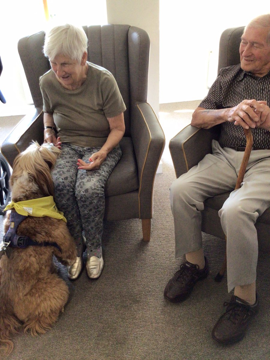 It was so lovely to see Nick and Ghillie back at the Ridings today, we have missed them.🤗🦮🐾 <a href="/AnchorLaterLife/">Anchor</a> <a href="/PetsAsTherapyUK/">Pets As Therapy</a>
