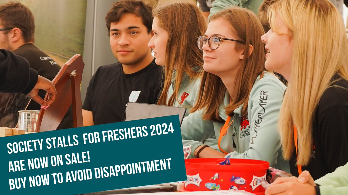 Want your society to be part of one of the biggest Freshers' Fair in the country?

Stall bookings for this year's Freshers' Fair are now open! All information including prices can be found on our website cambridgesu.co.uk/opportunities/…