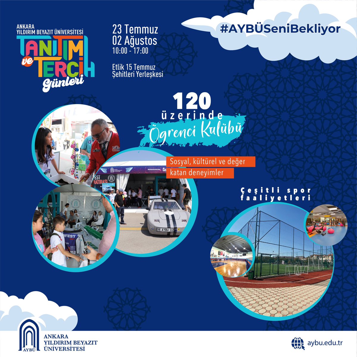 🚨Tercihlerin sona ermesine 2 gün kaldı...

Tüm aday öğrencilerimizi tercih sürecinde Etlik 15 Temmuz Şehitleri Yerleşkemizdeki #AYBÜ Tanıtım ve Tercih Günleri 'ne bekliyoruz.

#AYBÜsenibekliyor

<a href="/acengizkoseoglu/">Ali Cengiz Köseoğlu</a>