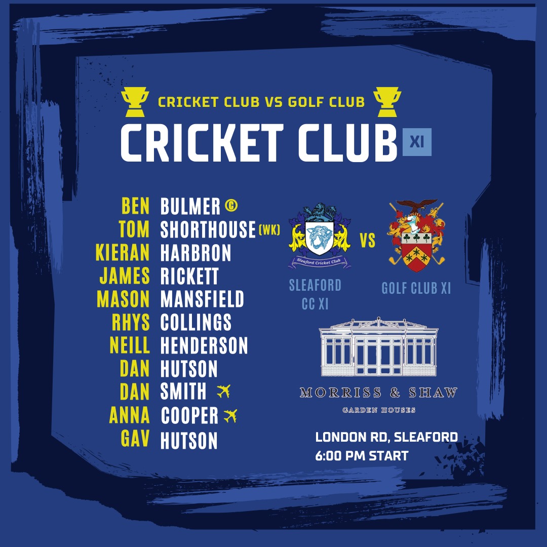 Friday night the club hosts its annual cricket match against our friends from <a href="/SleafordGC/">Sleaford Golf Club</a> starting at 6pm. Bar will be open and spectators welcome. There will be NO junior training tomorrow.