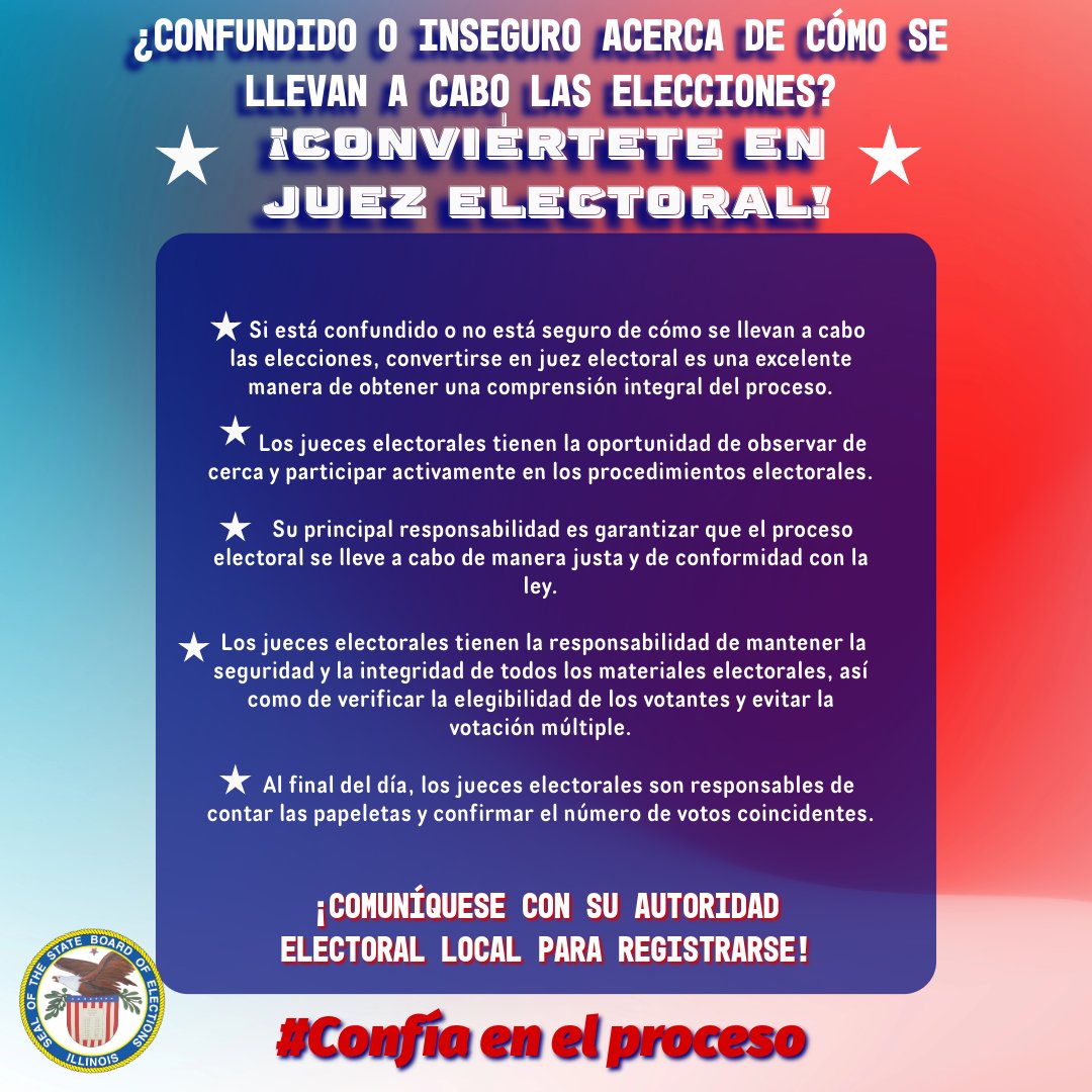 illinoissbe's tweet image. Happy National Pollworker Recruitment Day! 🌟 Want to dive deep into the world of elections? Consider becoming an election judge and witness the process firsthand. It's a rewarding way to contribute to your community! #ElectionJudge #PollworkerRecruitment #CivicResponsibility