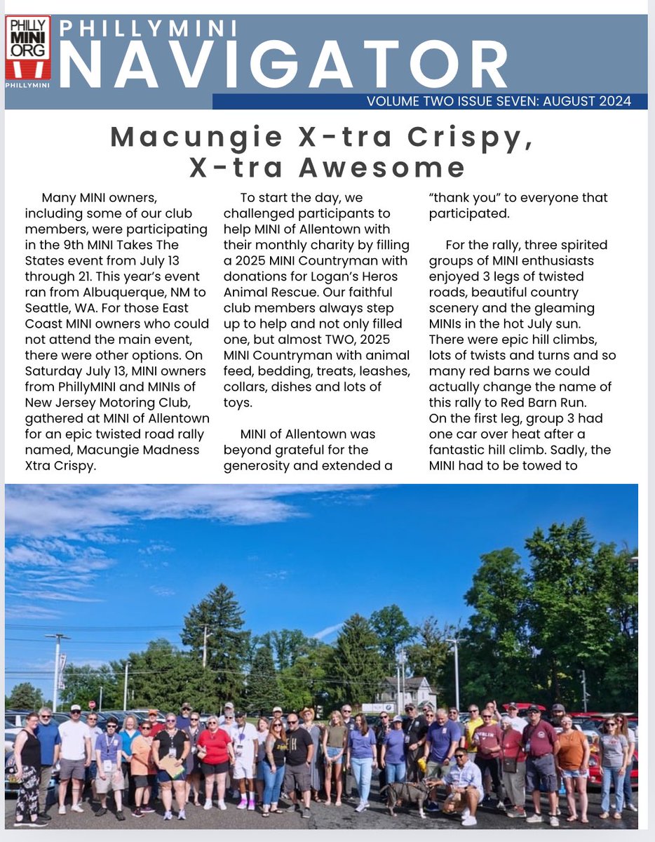 philly_mini's tweet image. Hope everyone is having a great summer! The rally season kicked it into gear the last few months! Check out the latest in the August Navigator!!!

Check your email or follow this link: phillymini.org/docs.ashx?id=1…