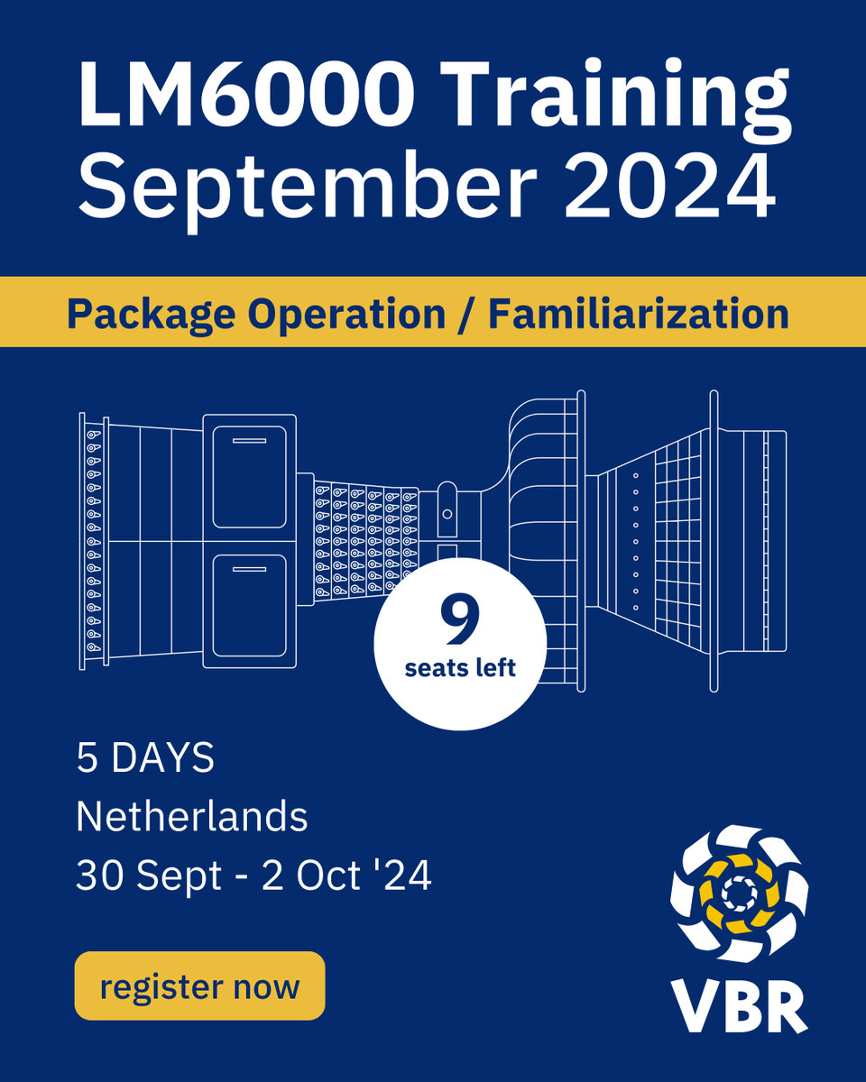 VBR_TP's tweet photo. Are you ready to dive deep into the world of LM gas turbines? Our comprehensive LM6000 package ops and fam course is kicking off 30 September in the Netherlands! ONLY 9 SEATS LEFT!  https://t.co/rWNRiexe54  #LMGasTurbines #TrainingCourse #Netherlands #LM6000PackageOperationCourse https://t.co/S0yYQ1vr3L